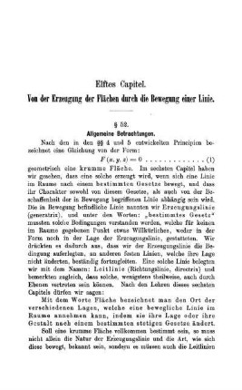 Elftes Capitel. Von der Erzeugung der Flächen durch die Bewegung einer Linie.