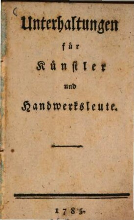 Unterhaltungen für Künstler und Handwerksleute