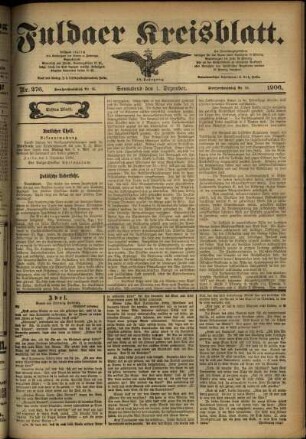 Erste Ausgabe vom Samstag, den 01. Dezember 1906.