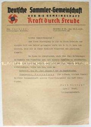 Hektografiertes Rundschreiben der Kreisgruppe Dresden der Deutschen Sammler-Gemeinschaft