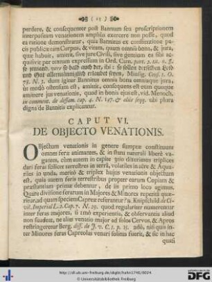 Caput VI. De Objecto Venationis.