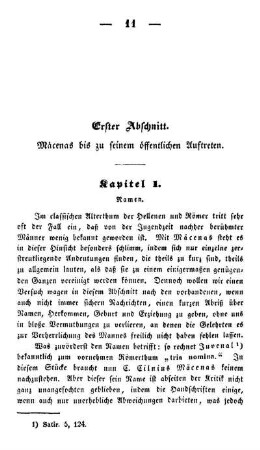 Erster Abschnitt. Mäcenas bis zu seinem öffentlichen Auftreten.