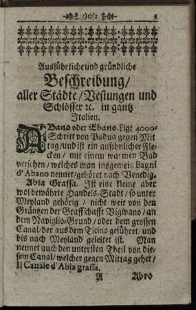 Ausführliche und gründliche Beschreibung/ aller Städte/ Vestungen und Schlösser...