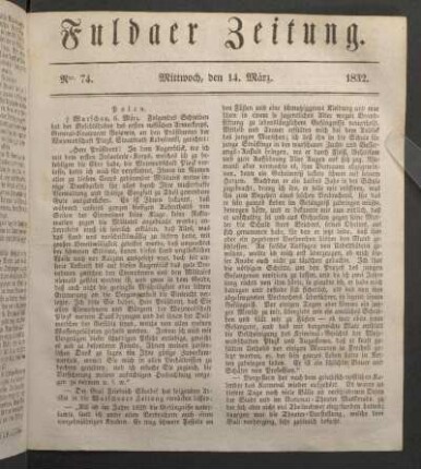 Mittwoch, den 14. März. 1832