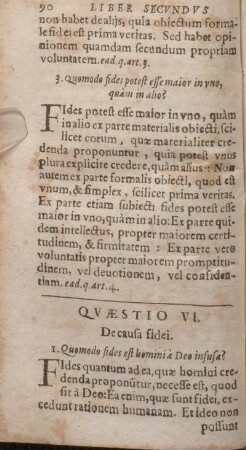 Qvaestio VI. De causa fidei.