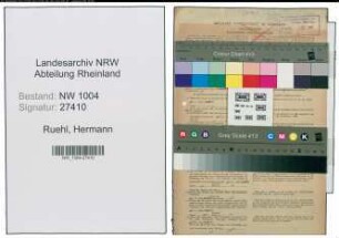 Entnazifizierung Hermann Ruehl , geb. 21.12.1885 (Pruefungsmeister)
