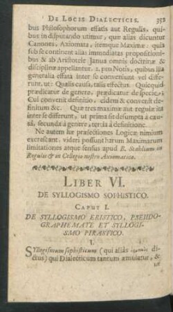 Liber VI. De Syllogismo Sophistico.