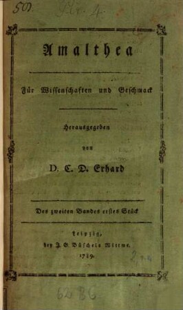 Amalthea : für Wissenschaften und Geschmack. 2, 2. 1789