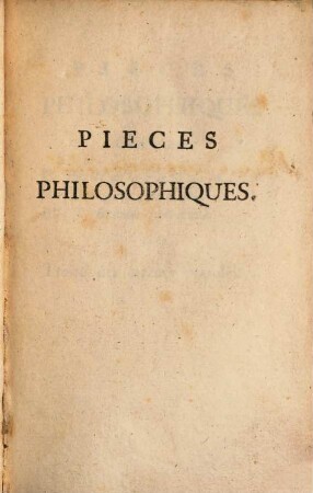 Pièces philosophiques
