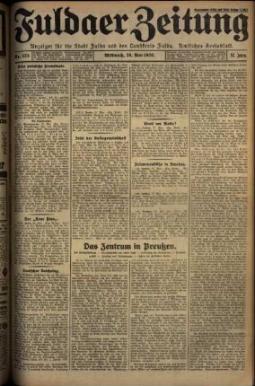 Erste Ausgabe vom Mittwoch, den 28. Mai 1930.