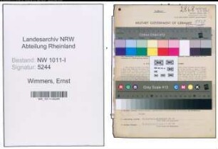 Entnazifizierung Ernst Wimmers , geb. 01.02.1899 (Reichsbahnsekretaer)