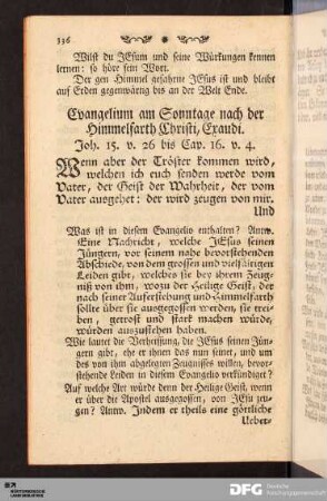 Evangelium am Sonntage nach der Himmelfarth Christi, Exaudi.