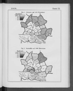 Tafel II. 1908. Fig. 2. Sterbefälle auf 1000 Einwohner.