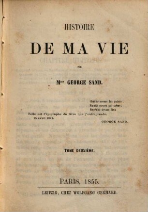 Histoire de ma vie, 2