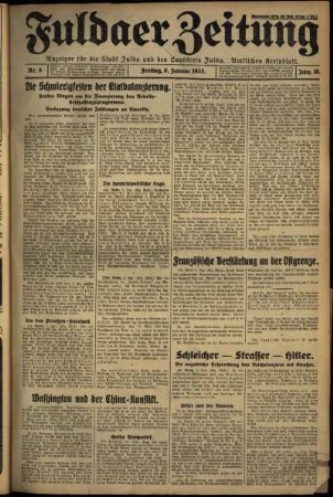 Erste Ausgabe vom Freitag, den 06. Januar 1933.