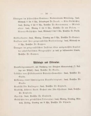 14-16, Philologie und Literatur