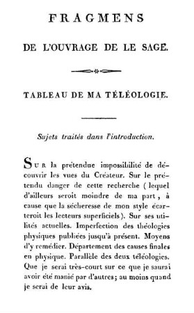 Fragmens de l'ouvrage de Le Sage.