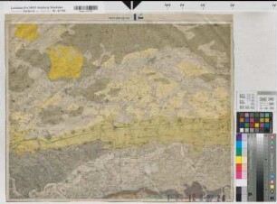 Rheinprovinz Westfalen (Provinz) geologische Karte der Rheinprovinz und der Provinz Westfalen auf Grundlage der v. Dechenschen Geologischen Karte und der Königlichen Generalstabs Karte 12. Sektion Dortmund