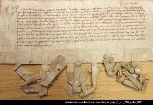 Komtur Bernhard von Jemgum inkorporiert die kleine Kirche in Jemgum der Pfarrkirche daselbst = OUB I, Nr. 187, S. 159 7 anhängende Siegel verloren