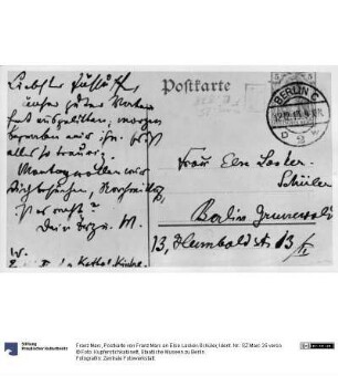 Postkarte von Franz Marc an Else Lasker-Schüler