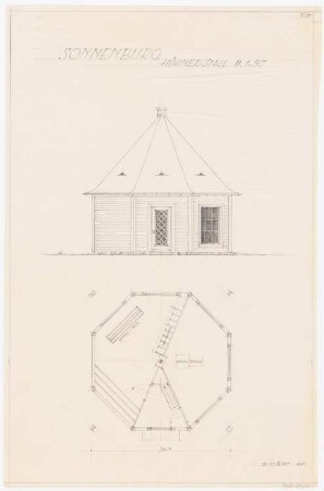 Schloss Sonnenburg, Bad Freienwalde: Hühnerstall: Grundriss, Ansicht 1:50