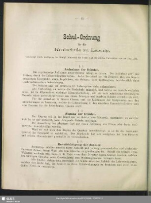 Schul-Ordnung für die Realschule zu Leisnig