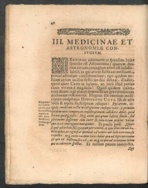 III. Medicinae Et Astronomiae Coniugium.