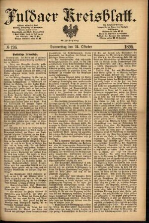 Erste Ausgabe vom Donnerstag, den 24. Oktober 1895.