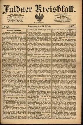Erste Ausgabe vom Donnerstag, den 24. Oktober 1895.