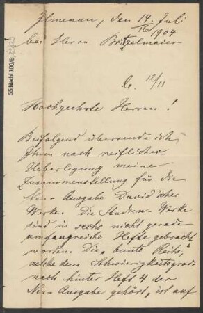Brief an B. Schott's Söhne : 14.07.1904