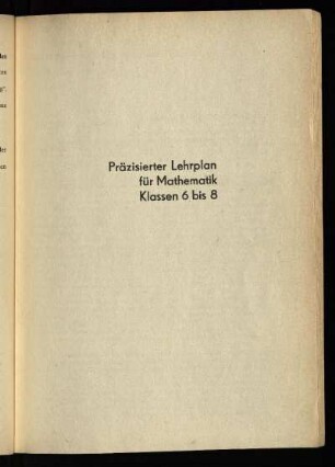 Präzisierter Lehrplan für Mathematik Klassen 6 bis 8