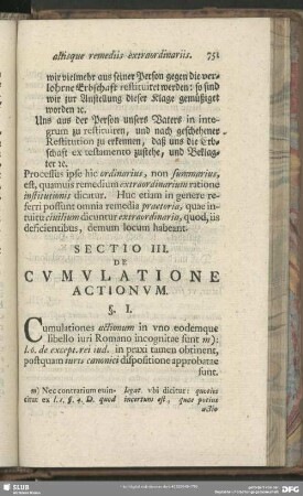 Sectio III. De Cumulatione Actionum