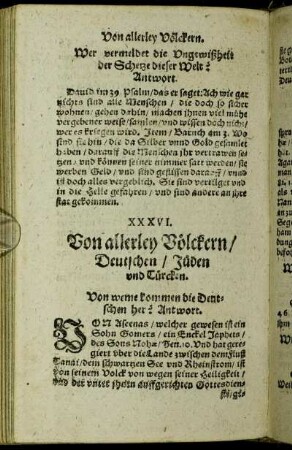 XXXVI. Von allerley Völckern/ Deutschen/ Jüden und Türcken.