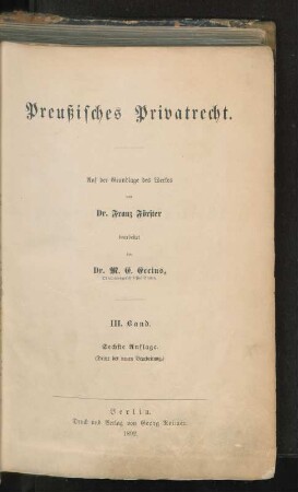 Bd. 3: Das Sachenrecht : auf der Grundlage des Werkes von Franz Förster