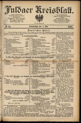Erste Ausgabe vom Donnerstag, den 11. Mai 1899.