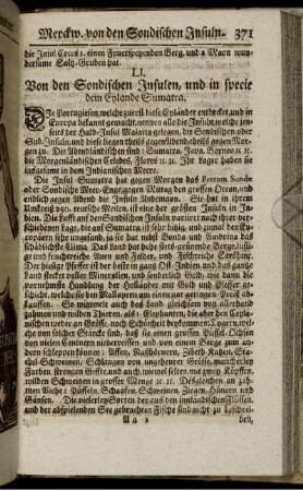 LI. Von den Sondischen Insuln, und in specie dem Eylande Sumatra. - LX. Von den Japanischen Insuln.