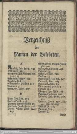Verzeichniß der Namen der Gelehrten