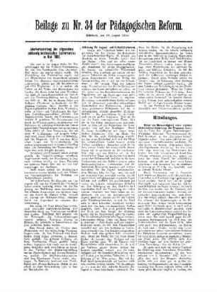 Mitteilungen : Beilage zu Nr. 34 der Pädagogischen Reform