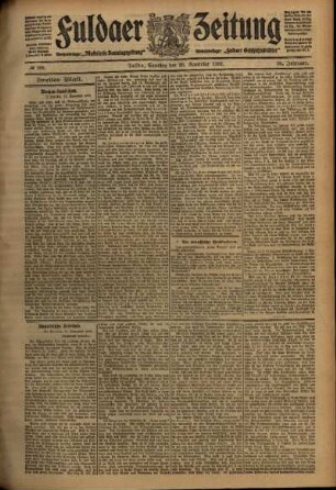 Zweite Ausgabe vom Samstag, den 20. November 1909.