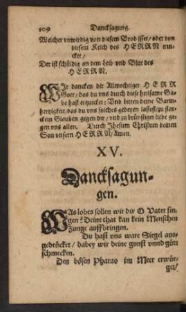 XV. Dancksagungen.