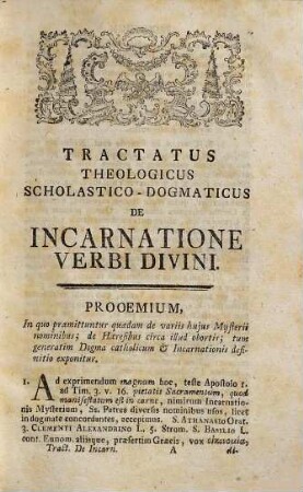 Theologia Dogmatico-Polemico-Scholastica : Praelectionibus Academicis Accomodata, 3,[2]. De Deo Verbo Incarnato