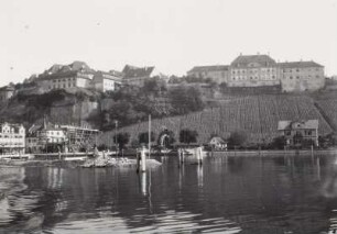 Meersburg, Stadtansicht von Westen mit Neuem Schloss