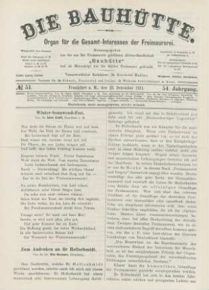 No. 51. Frankfurt a. M., den 23. Dezember 1911. 54. Jahrgang.