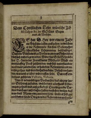 Dem Christlichen Leser wünsche ich M. Caspar Böler Gottes Segen und alle Wolfahrt