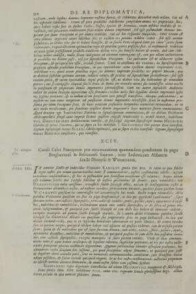 XCIV. Caroli Calvi Praeceptum pro commutatione quorumdam praediorum in pago Bragbantensi & Belvacensi sitorum, inter Ludovicum Abbatem sancti Dionysii & Witramnum.