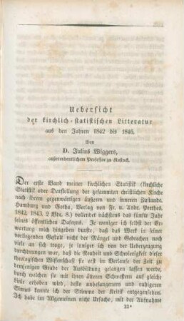 195-246 Übersicht der kirchlich-statistischen Litteratur aus den Jahren 1842-1846