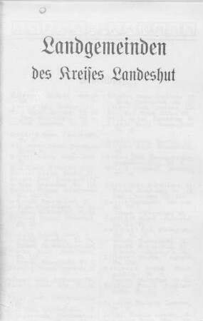 Landgemeinden des Kreises Landeshut