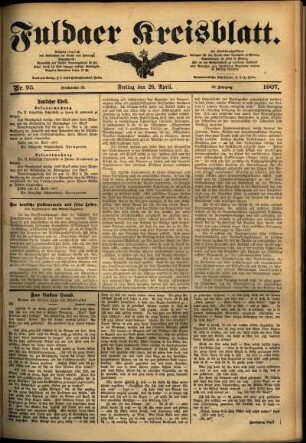 Ausgabe vom Freitag, den 26. April 1907.
