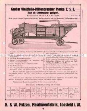 Großer Westfalia-Stiftendrescher Marke C. S. L.