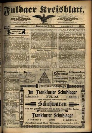 Zweite Ausgabe vom Samstag, den 15. April 1905.